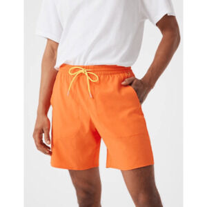 Outdoor Voices Men's Size Small SolarCool 7" Beach Shorts Hibiscus Orange NWOT